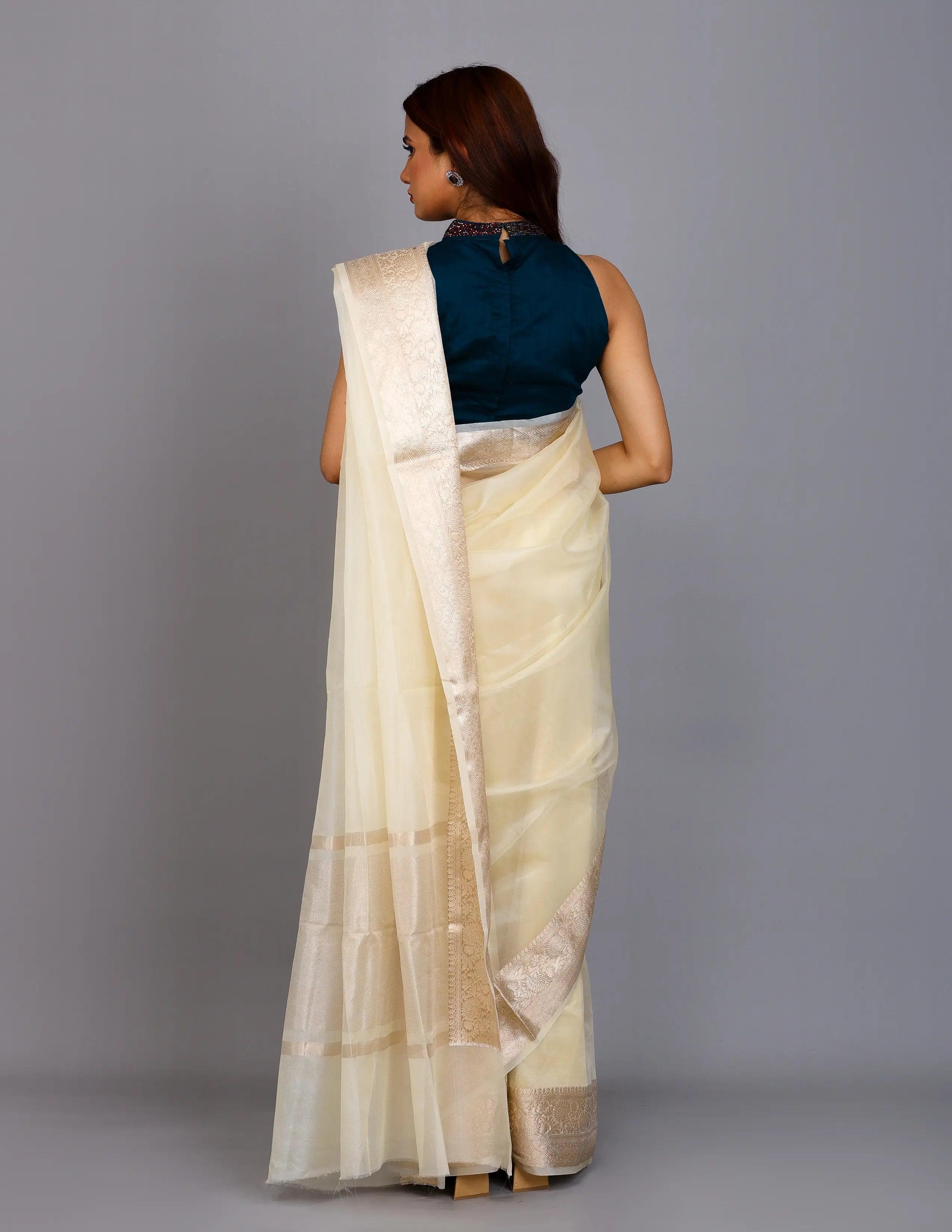 National Handloom, BGP Saree OPAL | Organza with Banarasi Border | Indidha Saree