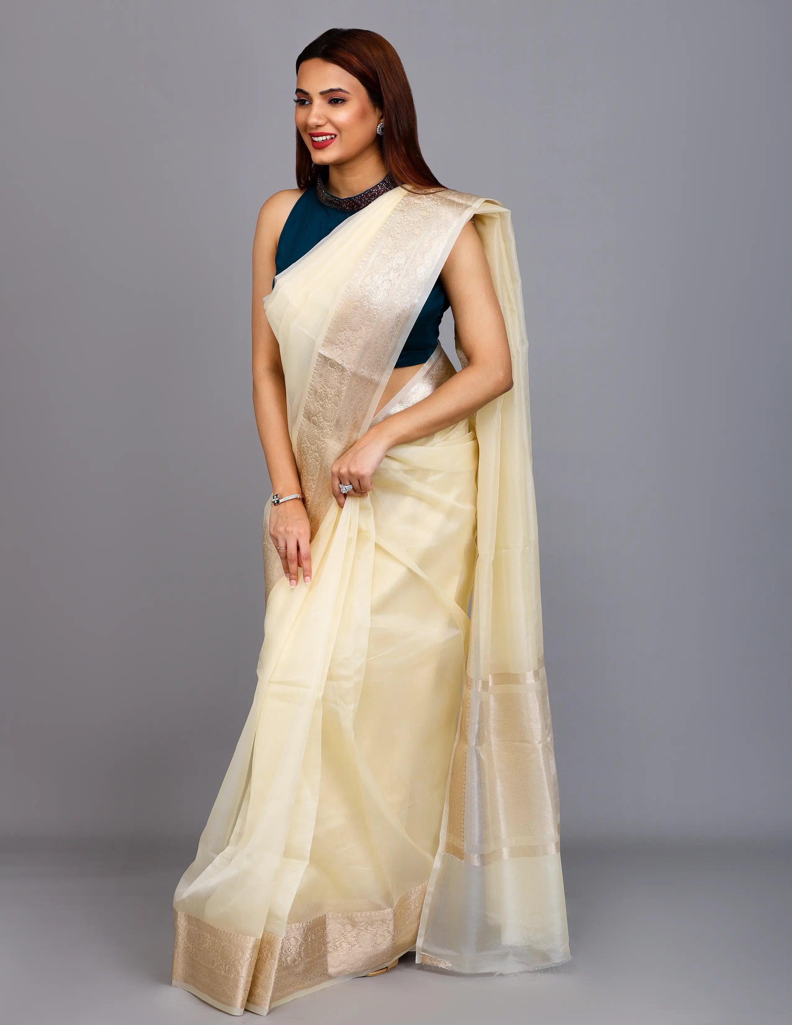 National Handloom, BGP Saree OPAL | Organza with Banarasi Border | Indidha Saree