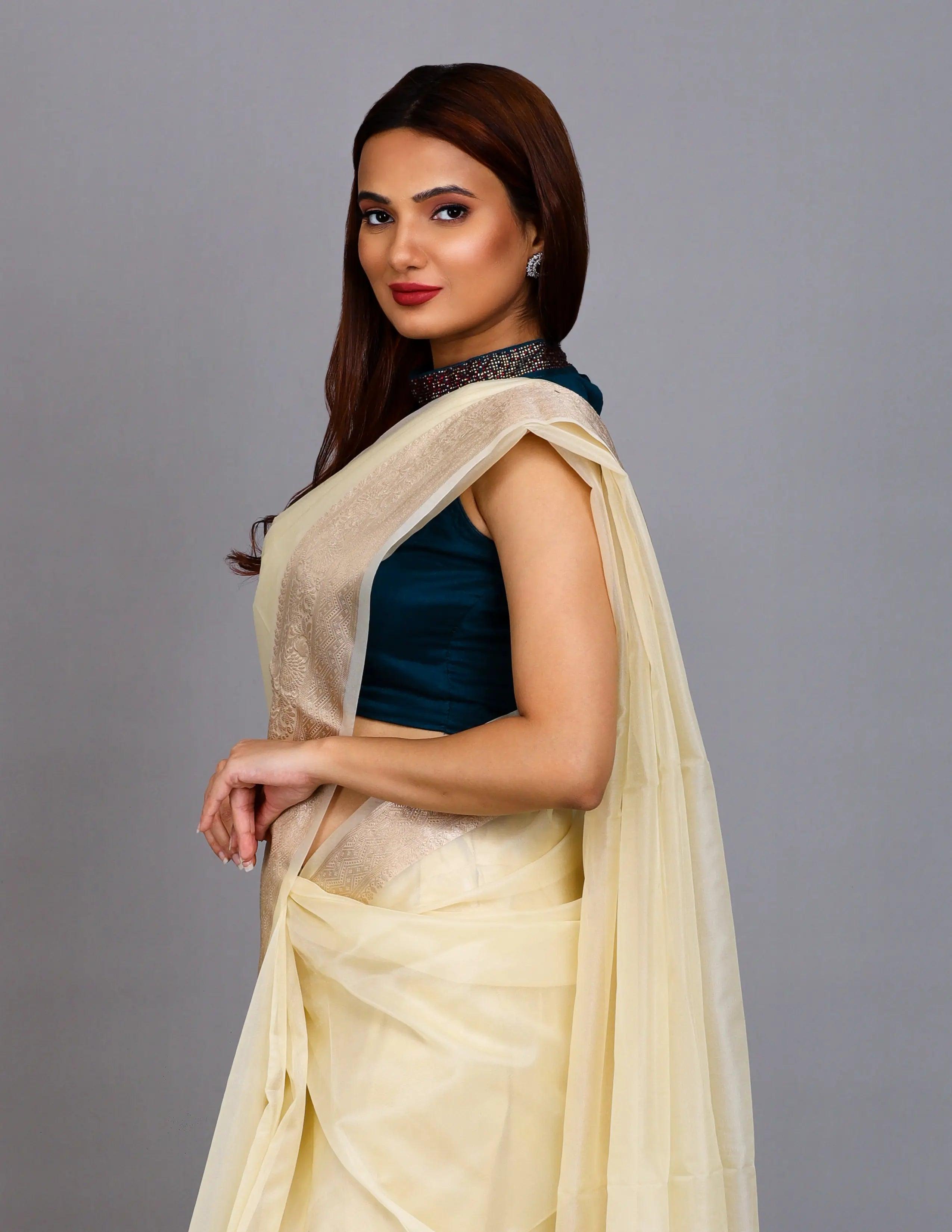 National Handloom, BGP Saree OPAL | Organza with Banarasi Border | Indidha Saree