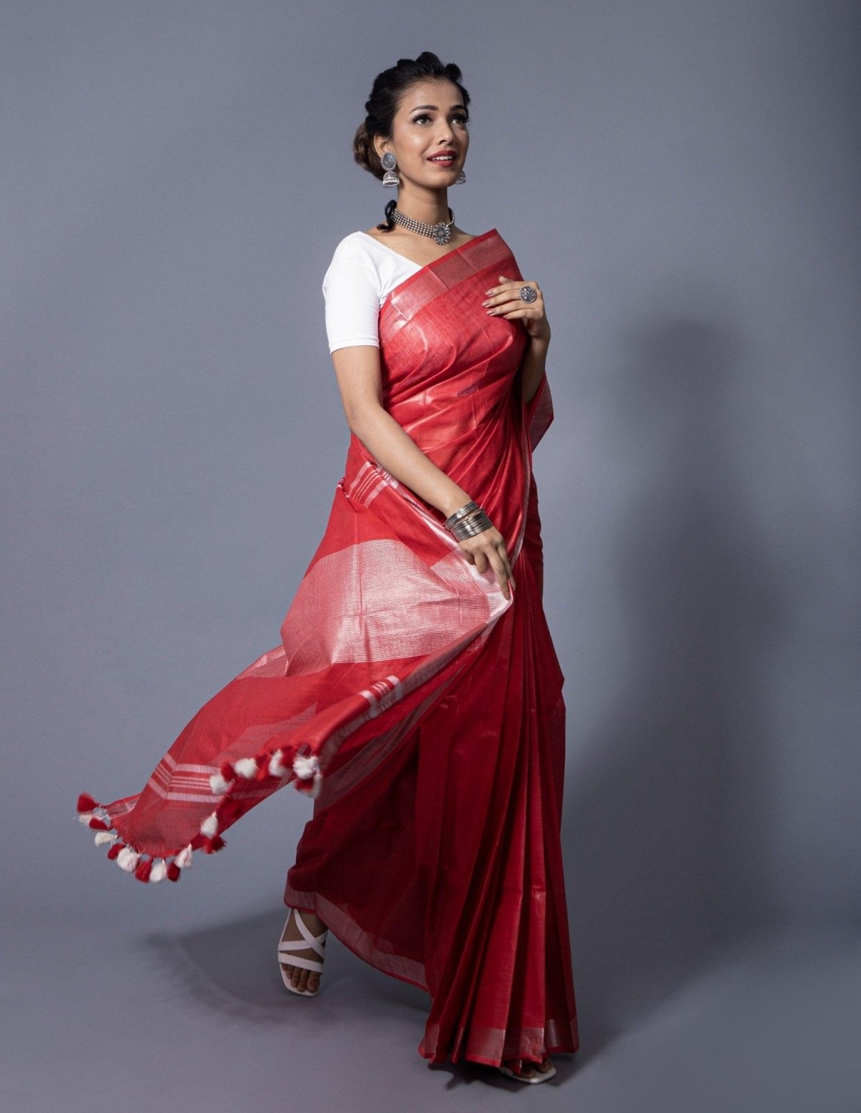 RED STONE | Cotton Slub | Indidha Saree