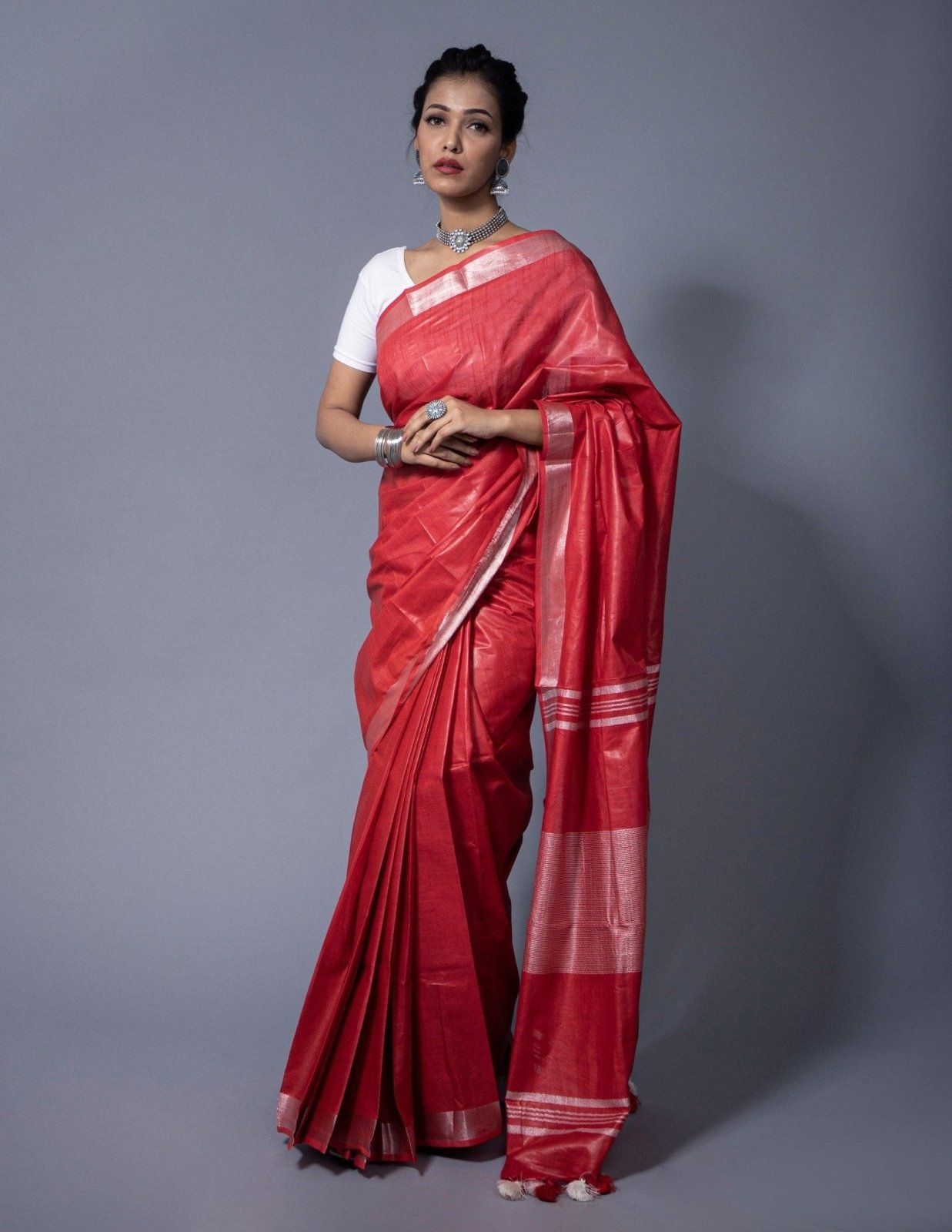 RED STONE | Cotton Slub | Indidha Saree