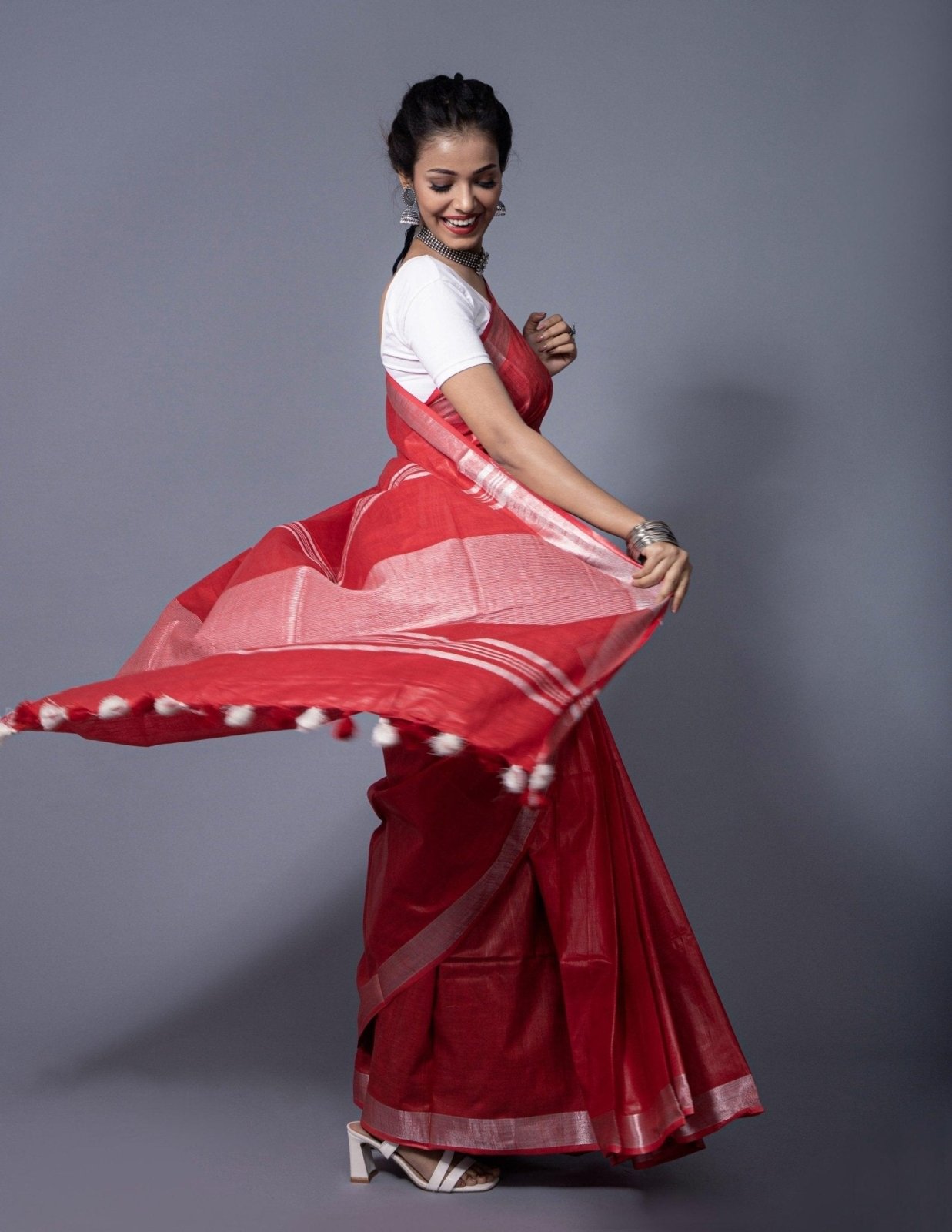 RED STONE | Cotton Slub | Indidha Saree