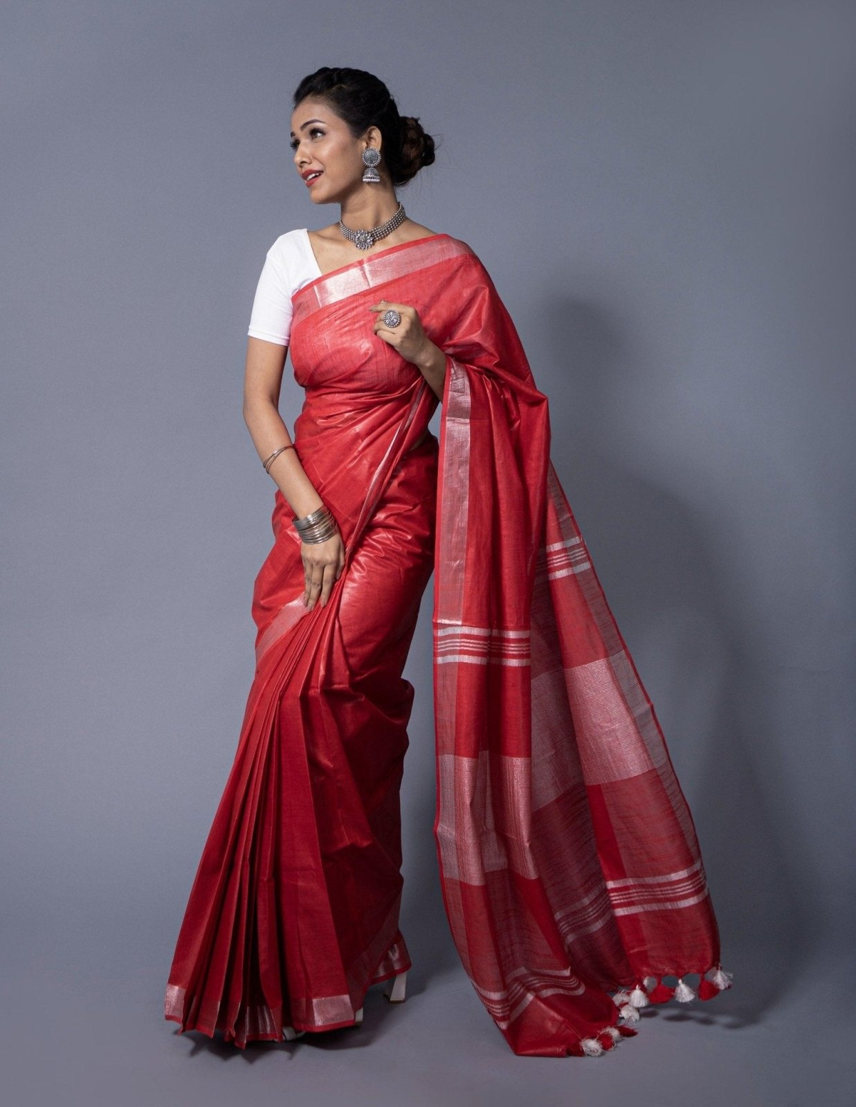 RED STONE | Cotton Slub | Indidha Saree