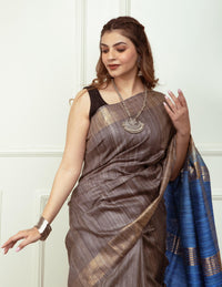 Bina Textile BGP Saree SAPPHIRE | Tussar Ghicha Silk | Indidha Saree