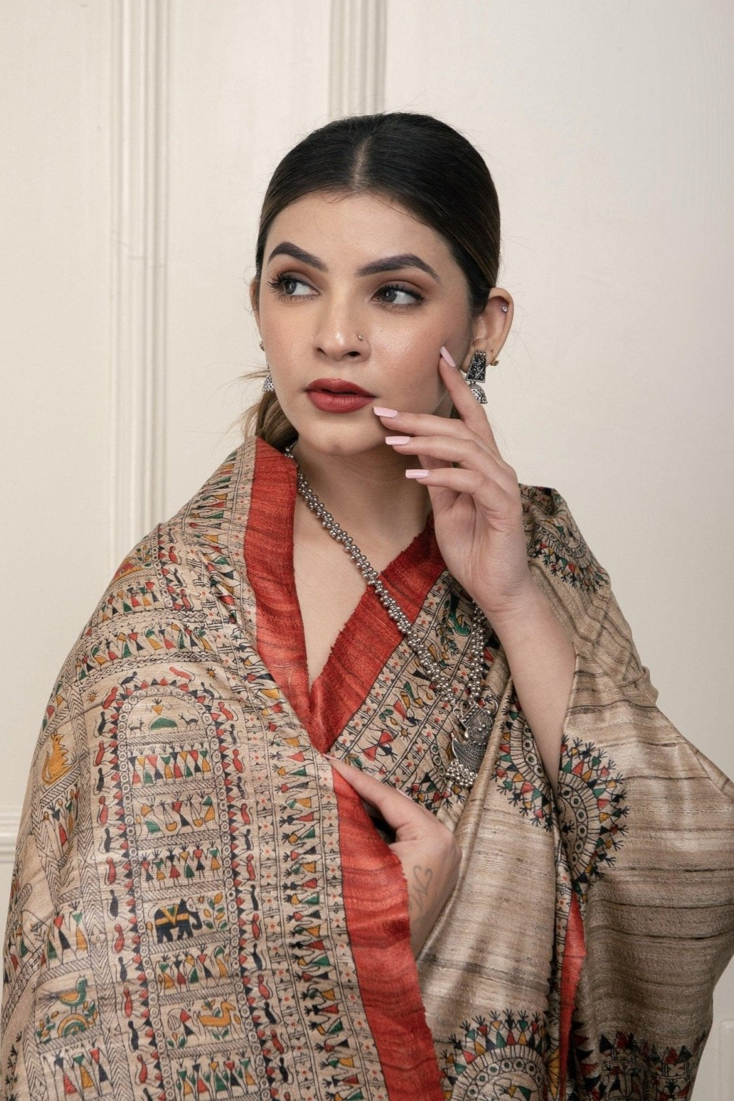SILK TRIBE | Tussar Silk | Madhubani Print | Indidha Saree