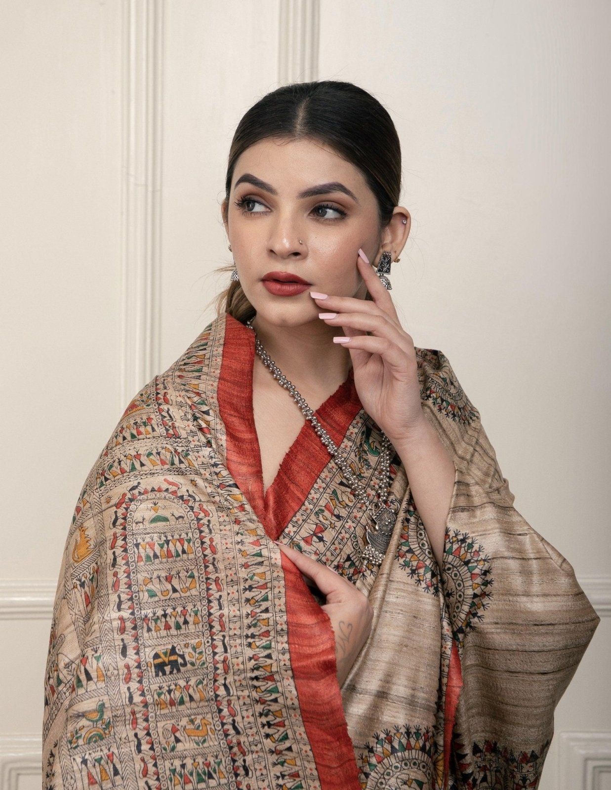 SILK TRIBE | Tussar Silk | Madhubani Print | Indidha Saree