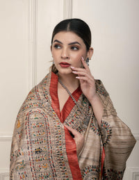 Bina Textile BGP Saree SILK TRIBE | Tussar Silk | Madhubani Print | Indidha Saree