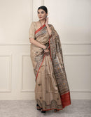 Bina Textile BGP Saree SILK TRIBE | Tussar Silk | Madhubani Print | Indidha Saree