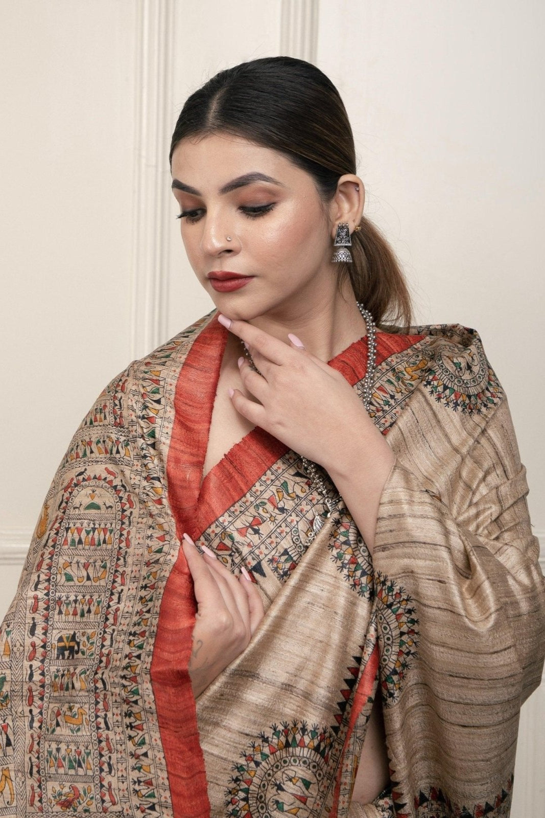 SILK TRIBE | Tussar Silk | Madhubani Print | Indidha Saree