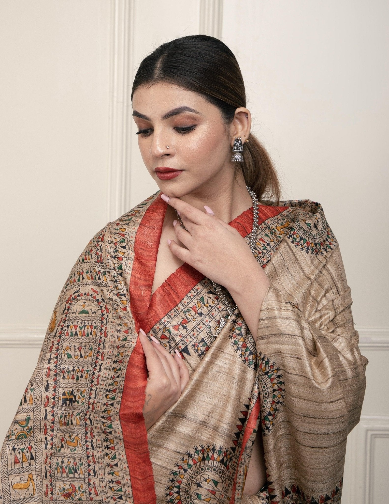SILK TRIBE | Tussar Silk | Madhubani Print | Indidha Saree