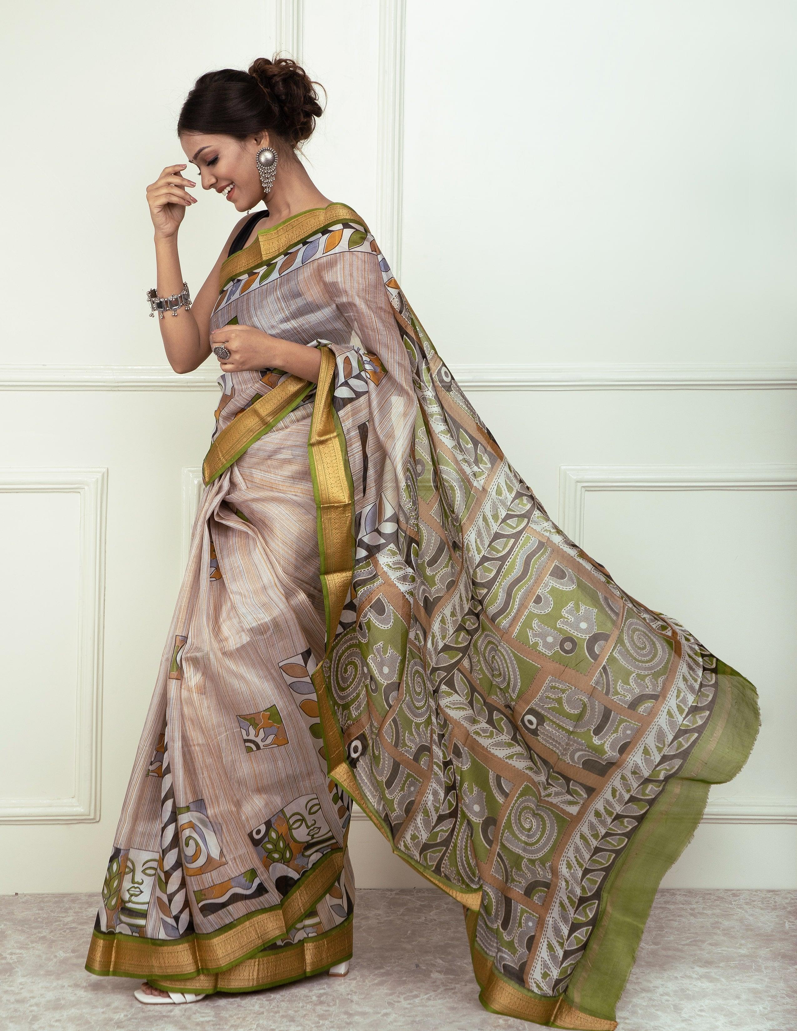 Bina Textile BGP Saree SONCHIRYA | Mulberry Silk | Indidha Saree