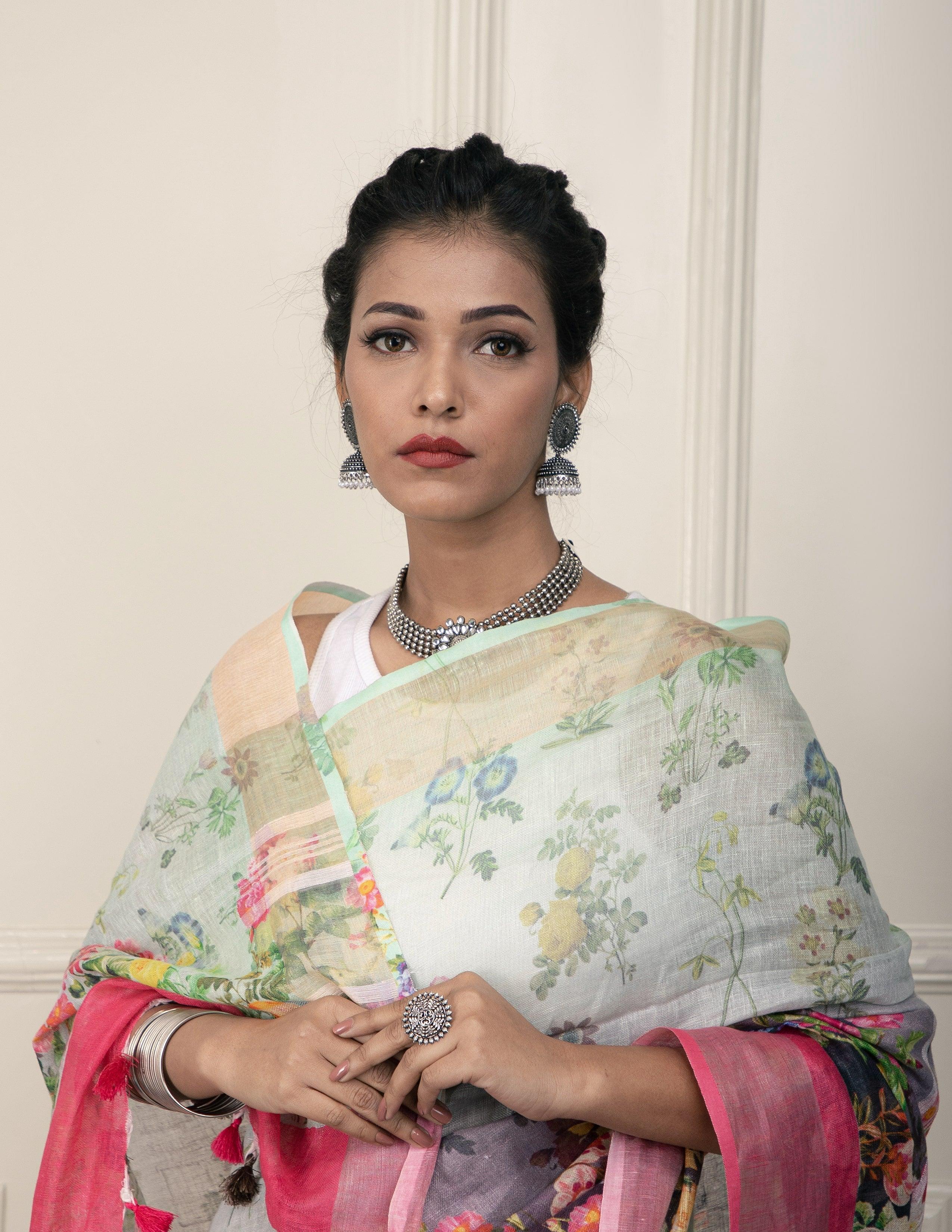 Bina Textile BGP Saree VINE | Linen | Indidha Saree