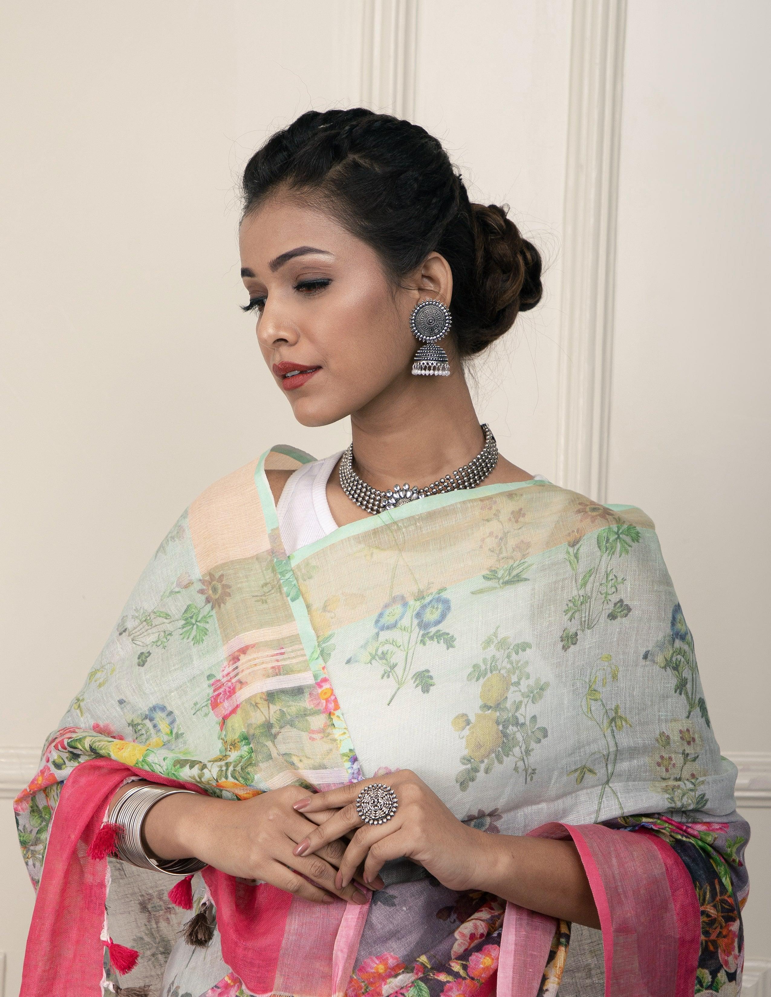 Bina Textile BGP Saree VINE | Linen | Indidha Saree