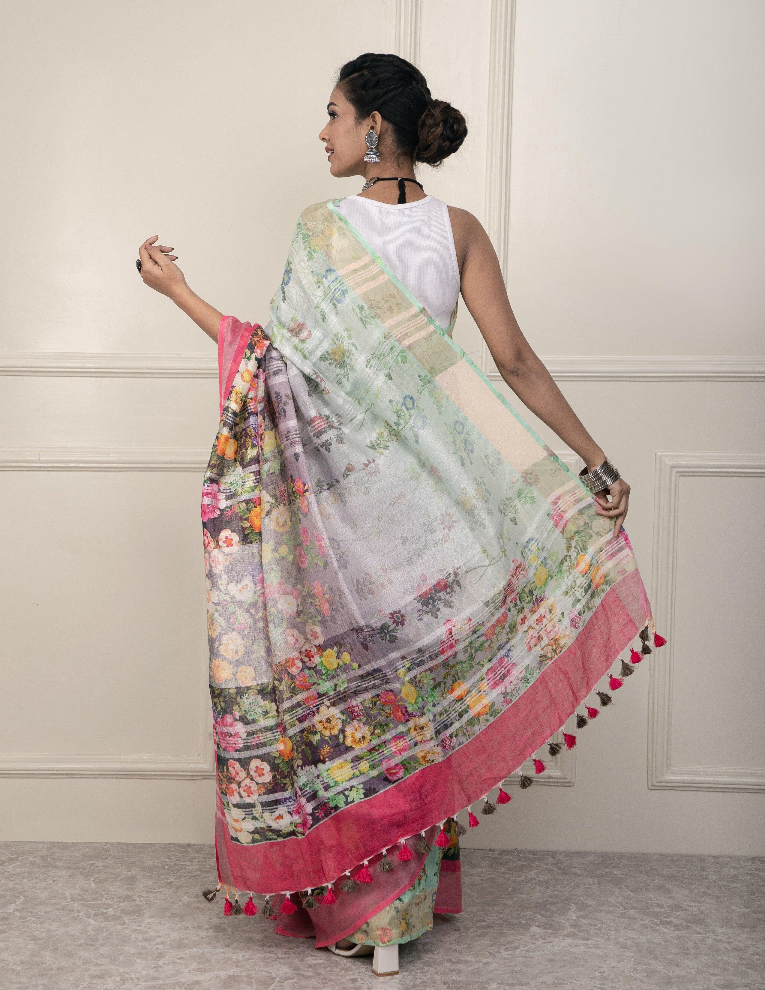Bina Textile BGP Saree VINE | Linen | Indidha Saree