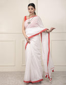 Bina Textile BGP Saree WHITE HORIZON | Cotton Slub | Indidha Saree