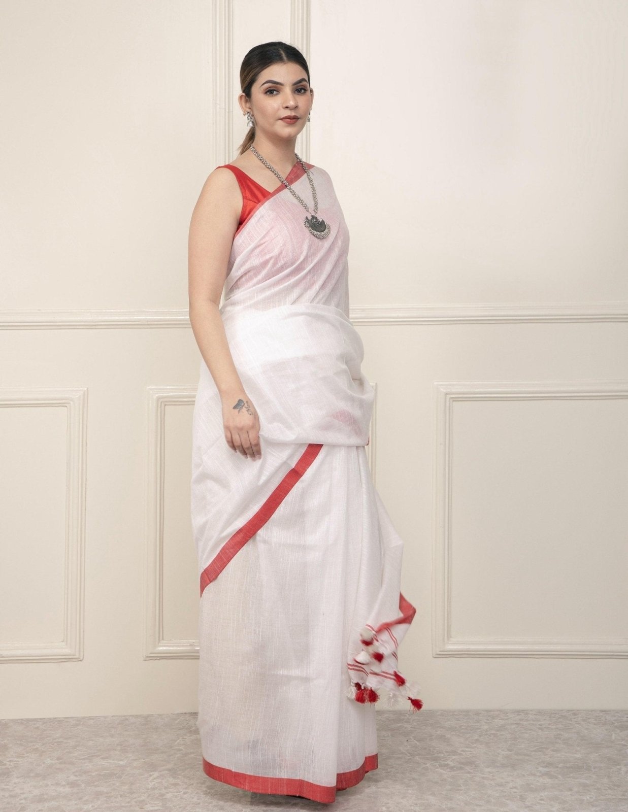 WHITE HORIZON | Cotton Slub | Indidha Saree