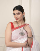 Bina Textile BGP Saree WHITE HORIZON | Cotton Slub | Indidha Saree