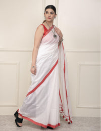 Bina Textile BGP Saree WHITE HORIZON | Cotton Slub | Indidha Saree